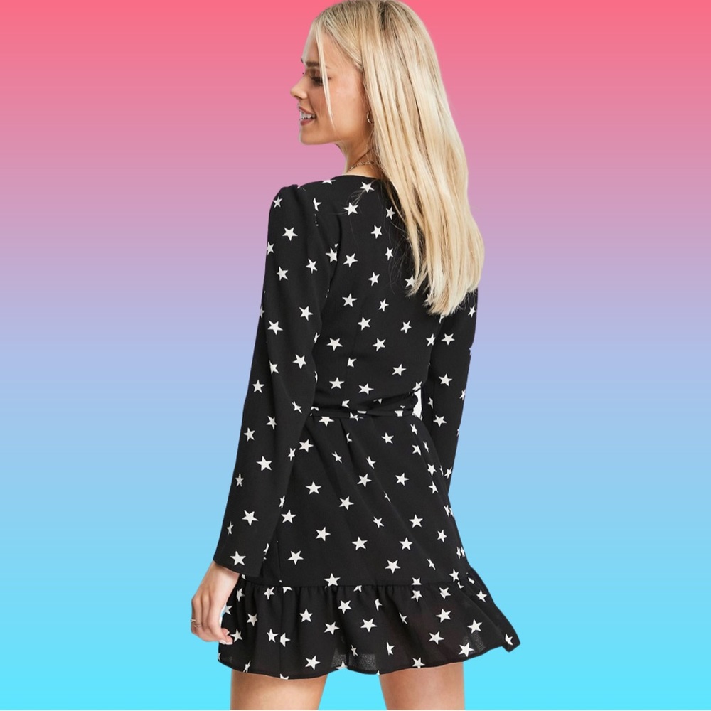 ASOS DESIGN Star print wrap dress NWOT 12 petite